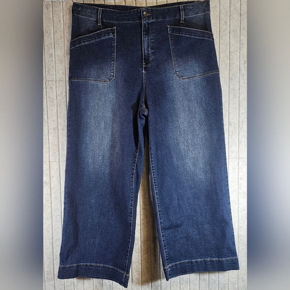 Gloria Vanderbilt All-Around Slimming Jeans Women’s 16 Wide Leg Cropped Denim - Picture 1 of 2